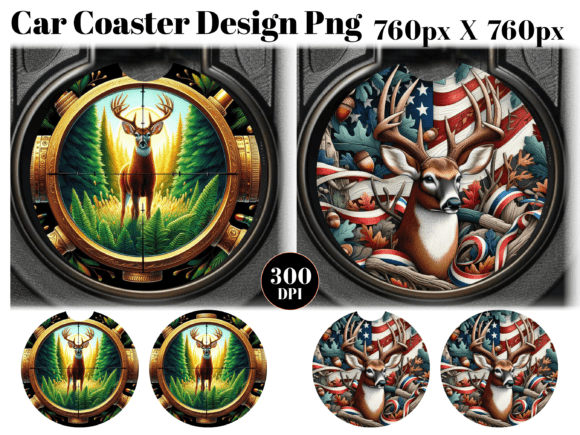 Download Deer Hunting Car Coaster PNG Sublimation - Premium Resources