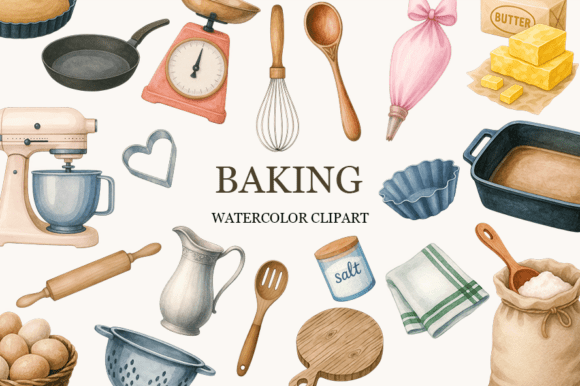 Download Cute Baking Clipart – Watercolor Kitchen - Premium Resources